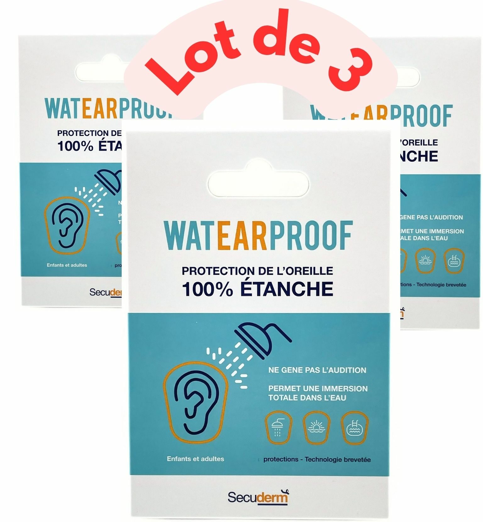 <b>Lot de 3 boîtes de WatEARproof 8</b> by Secuderm